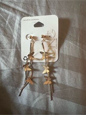 Icing Gold Butterfly Dangle Earrings